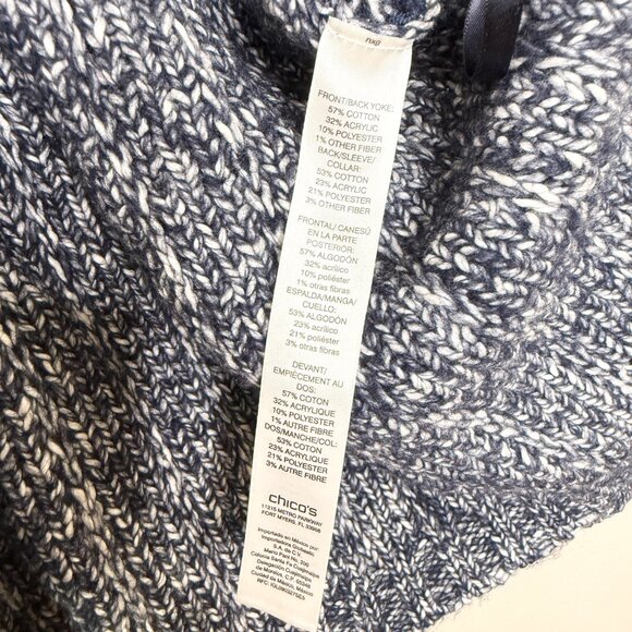 NWT Chico's Textured Tina Cardigan Sweater Pattern Blue Chain XXL Size 4 - Picture 11 of 16